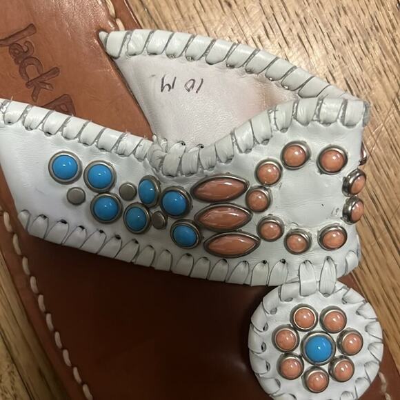 JACK ROGERS LEATHER JEWEL BEADED SANDALS SIZE 10M - Picture 4 of 6
